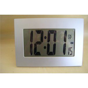 Large Numbered Digital Clock Simple Classic Grey Alarm Calendar Contemporary